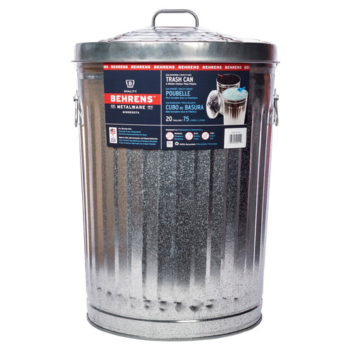 Behrens 20 Gallon Galvanized Steel Trash Can with Lid